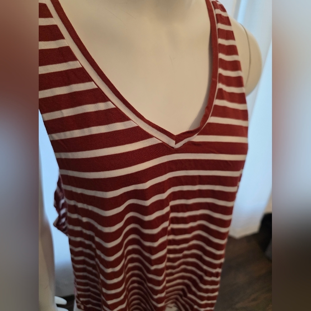 The Hanger Red and White Striped V-Neck Tank Top - Picture 2 of 5
